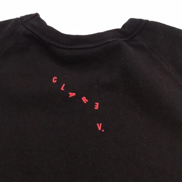 Clare V Black Sweatshirt with Pink Lip Graphic - Picture 4 of 4